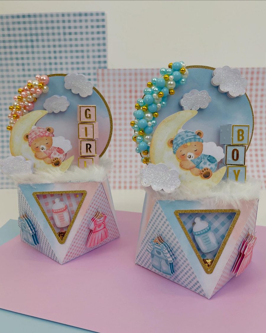 Cajas de baby shower para nena y varón