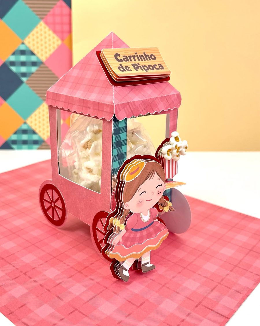 Carrito de pochoclos de papel