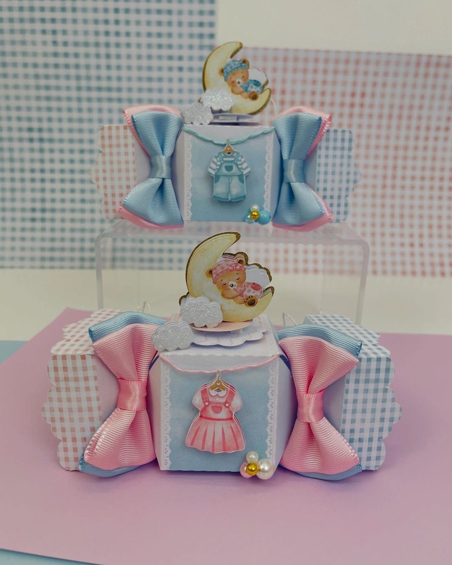 Cajas con moños para baby shower